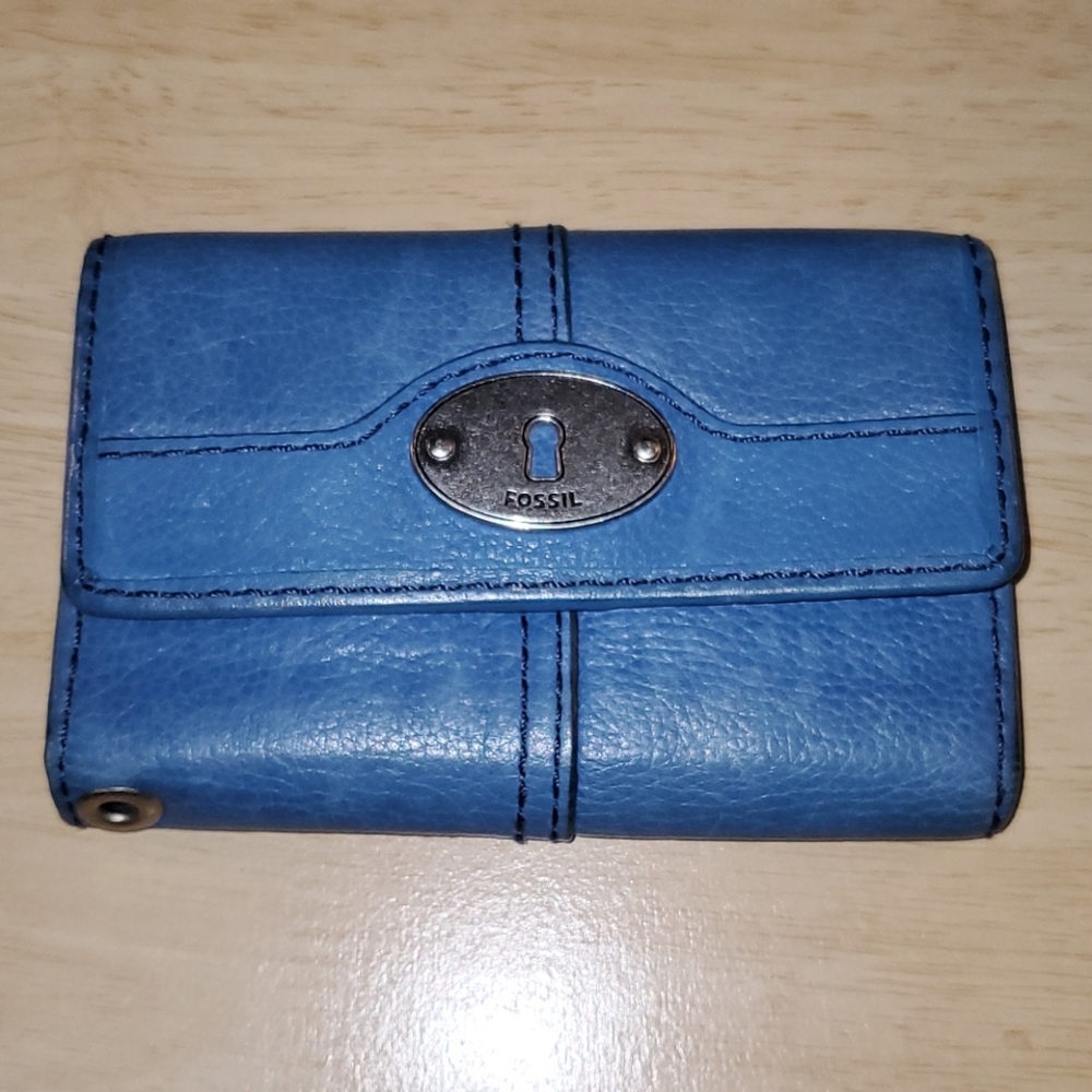 Blue Leather Fossil Wallet